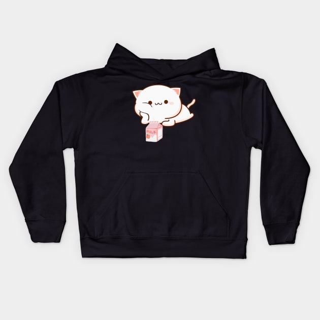 Cat Strawberry Milk Anime Japanese Kawaii Kids Hoodie by Hunter_c4 "Click here to uncover more designs"